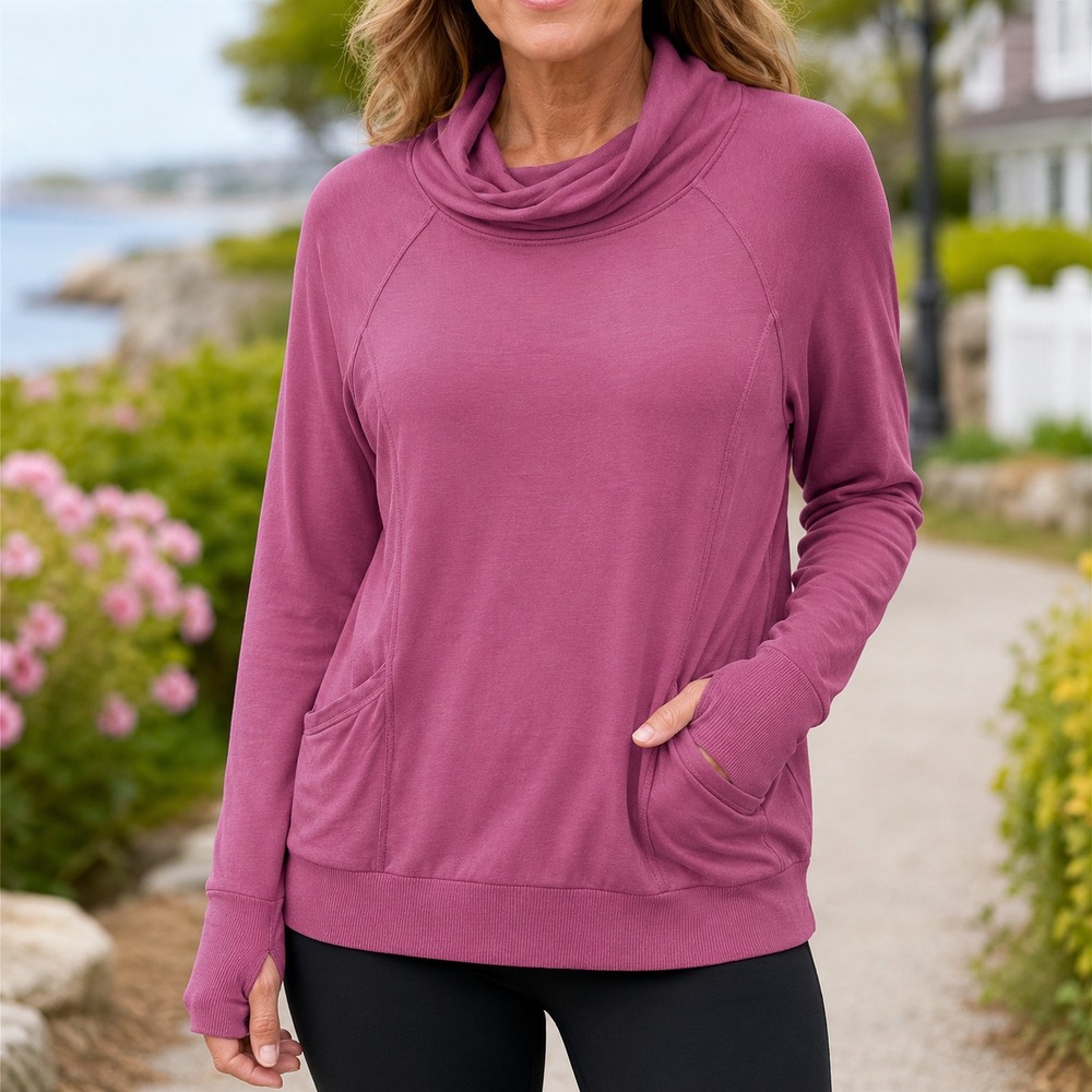 Yogalicious Lux Long Sleeve Athletic Pullover Sweatshirt Modal Mauve Size M
